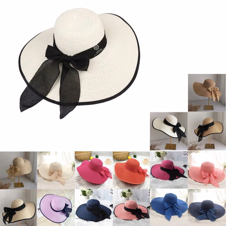 Womens Wide Brim Sun Straw Hat