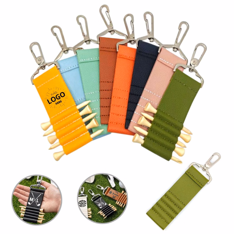 Custom Leather Golf Tee Pouch Keychain Holder