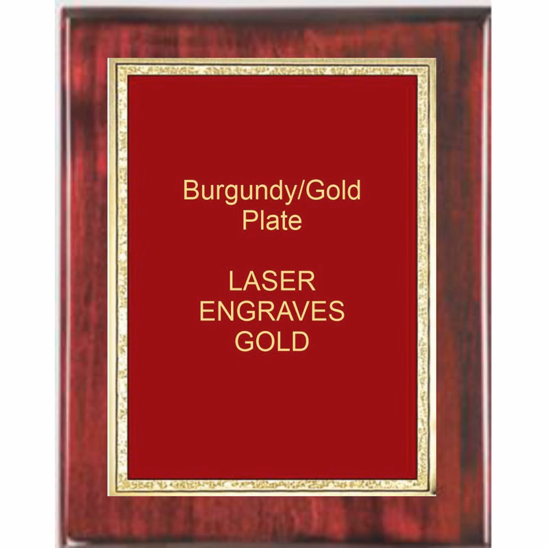8" x 10" Rosewood Premium Piano Finish Plaque with a Red Florentine Plate