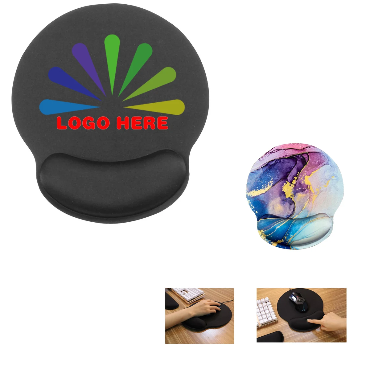 Memory Foam Full Color Mouse Pad with Wrist Support 1