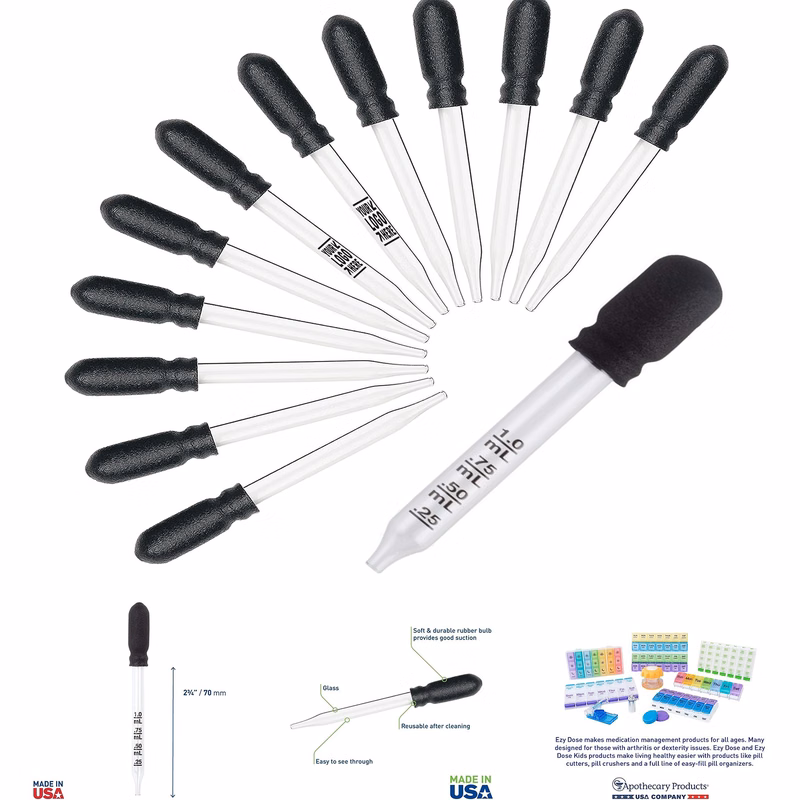 1mL Capacity Glass Ear Eye Liquid Medicine Dropper