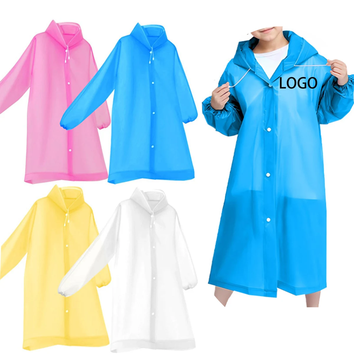 Outdoors Children Playing Eva Poncho Raincoat 1