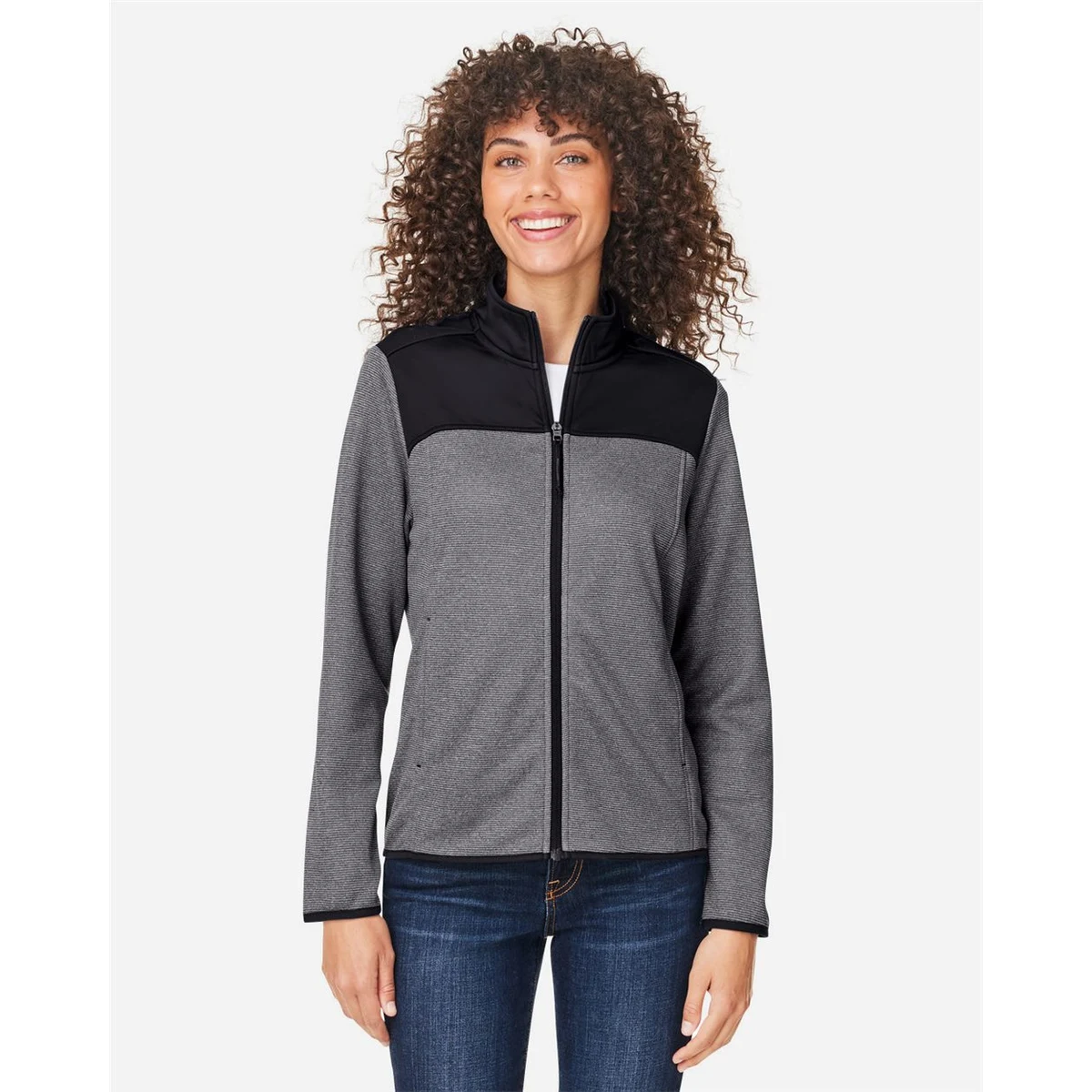 Women's Venture Heathered Stripe Hybrid Jacket - CE74W 1