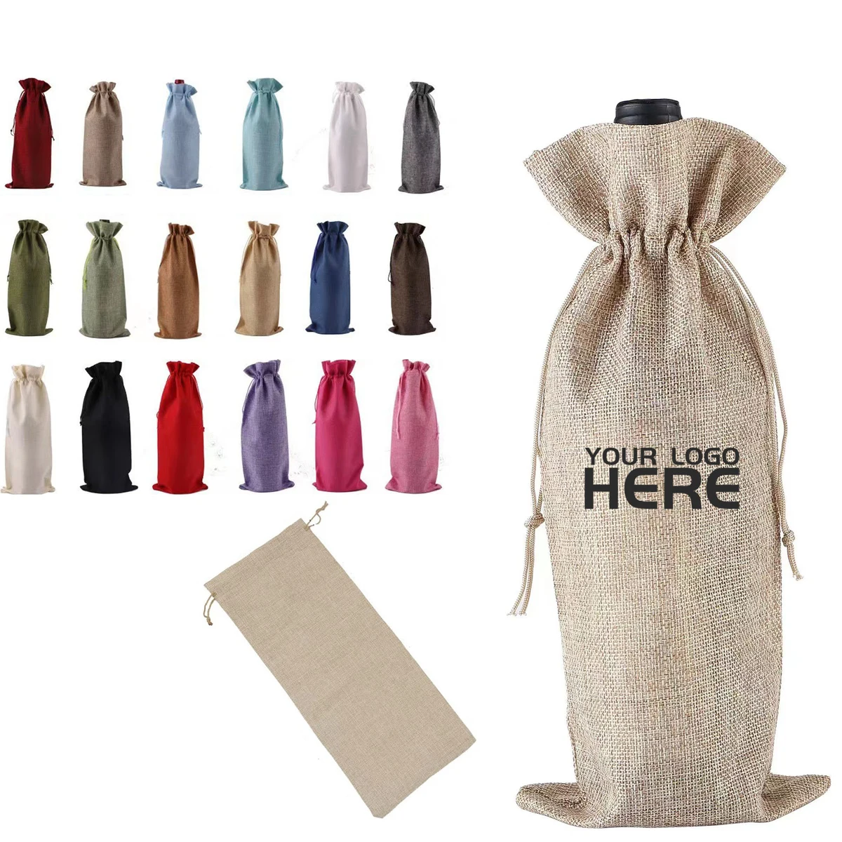 Jute Wine Bag With Drawstring 1
