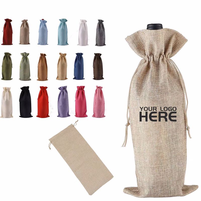 Jute Wine Bag With Drawstring