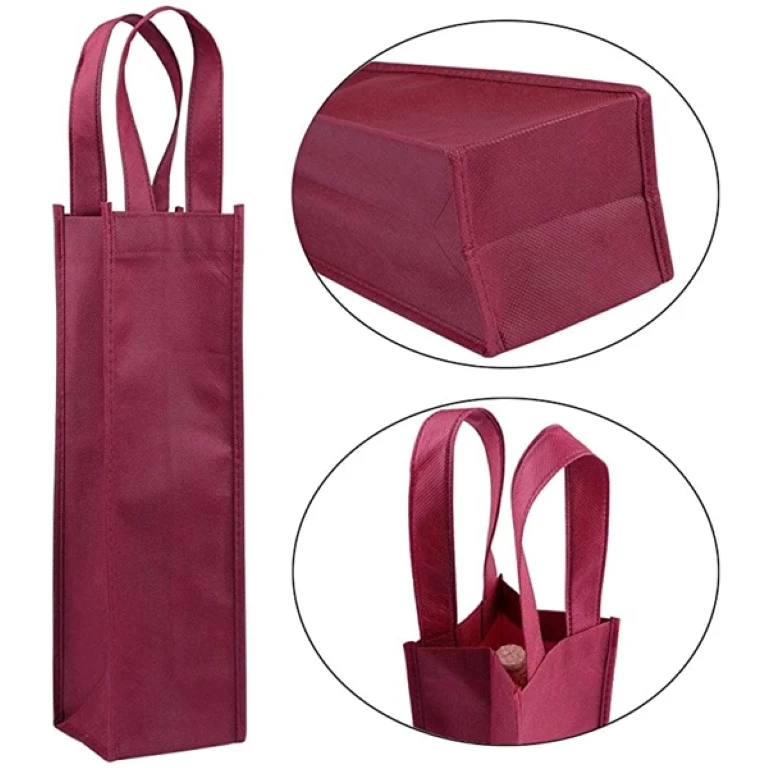 Non Woven Single Bottle Wine Tote Bag 1