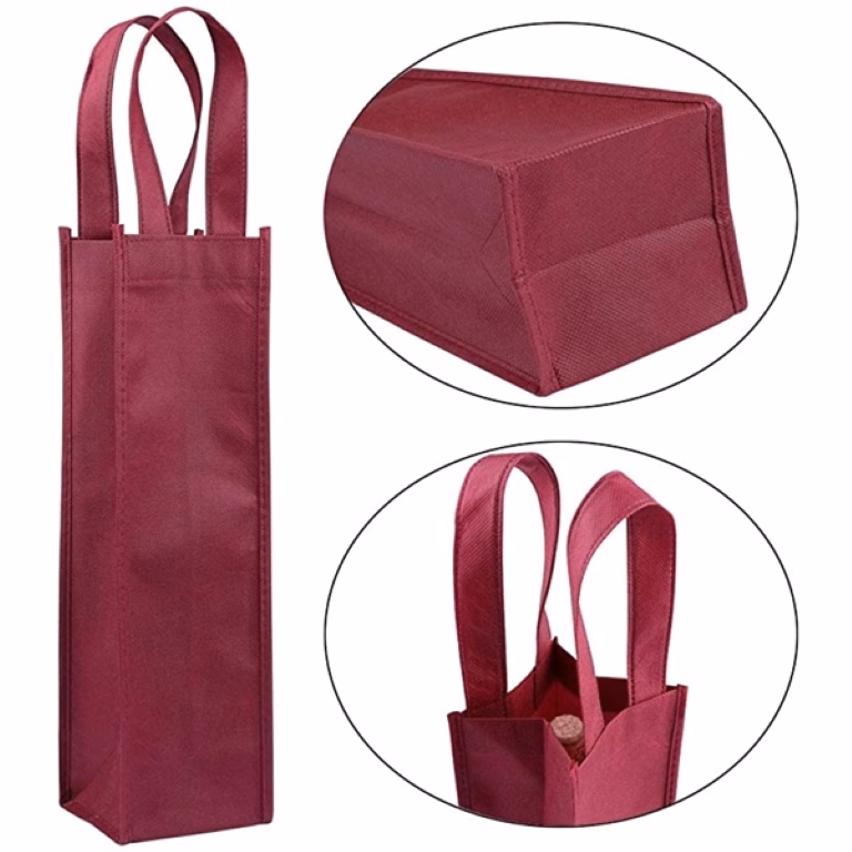 Non Woven Single Bottle Wine Tote Bag
