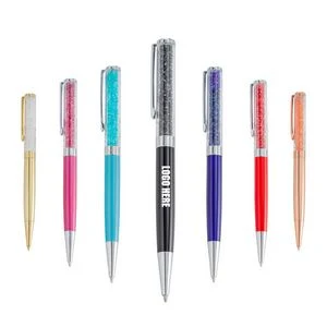 Flat Tip Metal Pen With Diamonds 1
