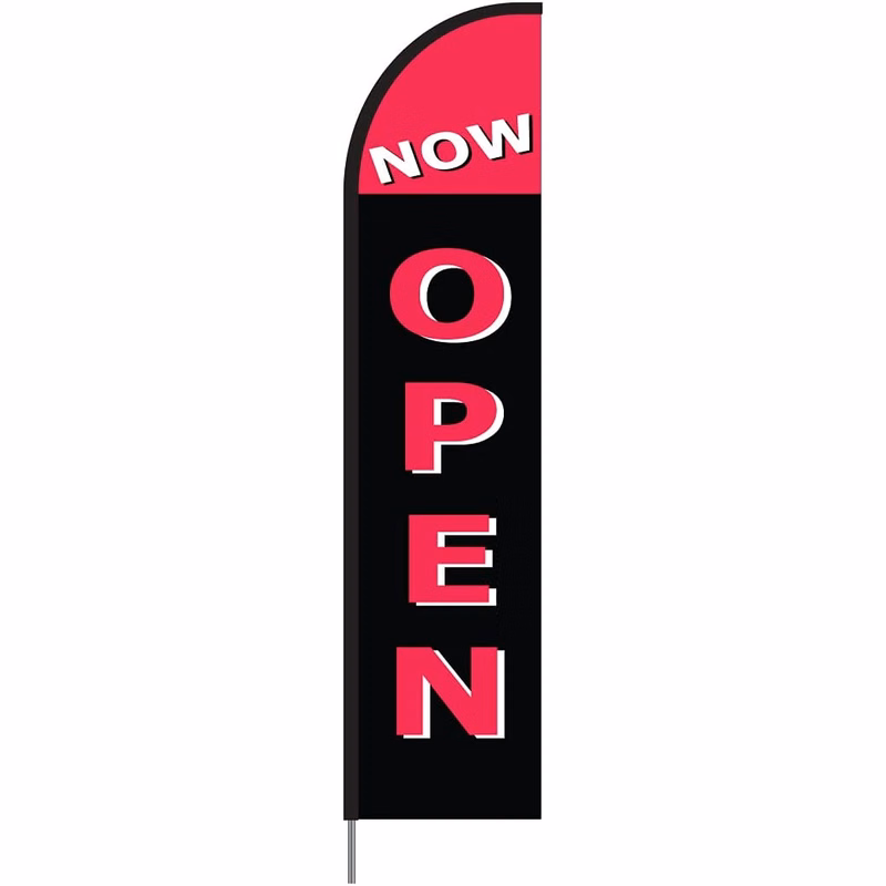 Now Open(Crimson) Flag Kit 15' Feet Feather Flag Sign sale flag Outdoor Banner
