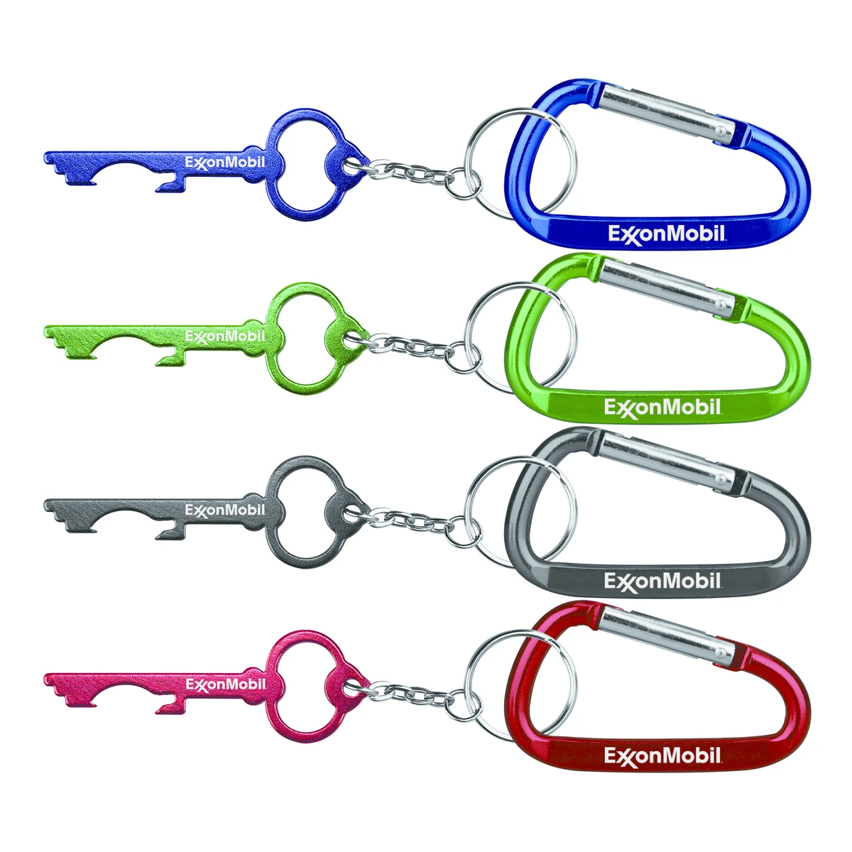 Key Shaped Aluminum Bottle Opener with Key Chain & Carabiner 1
