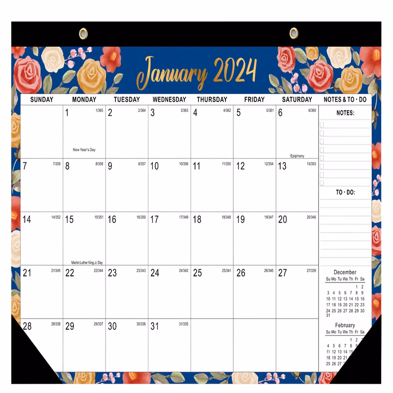 MOQ50 Full color 17''X 12'' Desk/Wall Calendar