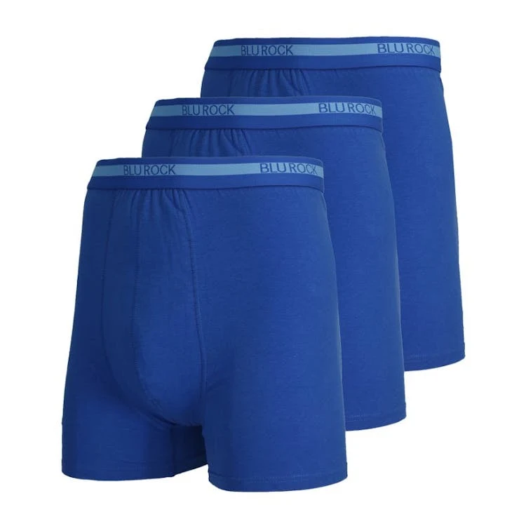 Men's Stretch Cotton Boxer Briefs - Medium Blue Small 3 Pack 1