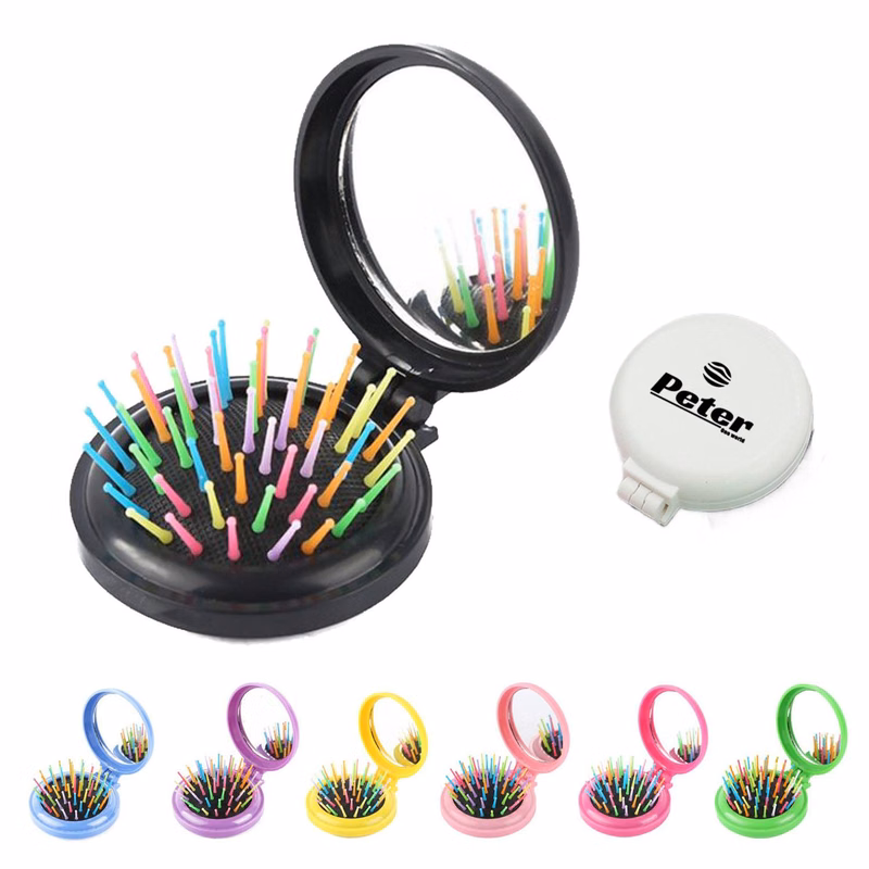 Mini 2-in-1 Plastic Pop-Up Mirror Brush