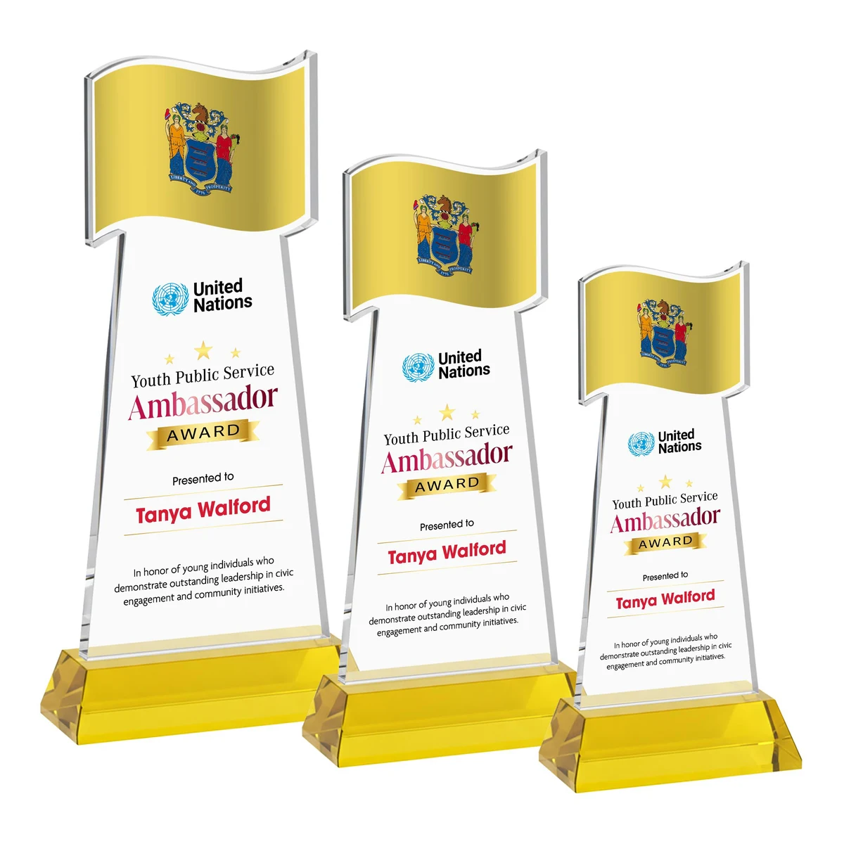 Flag VividPrint™ Award on Hartford Base - Gold 1
