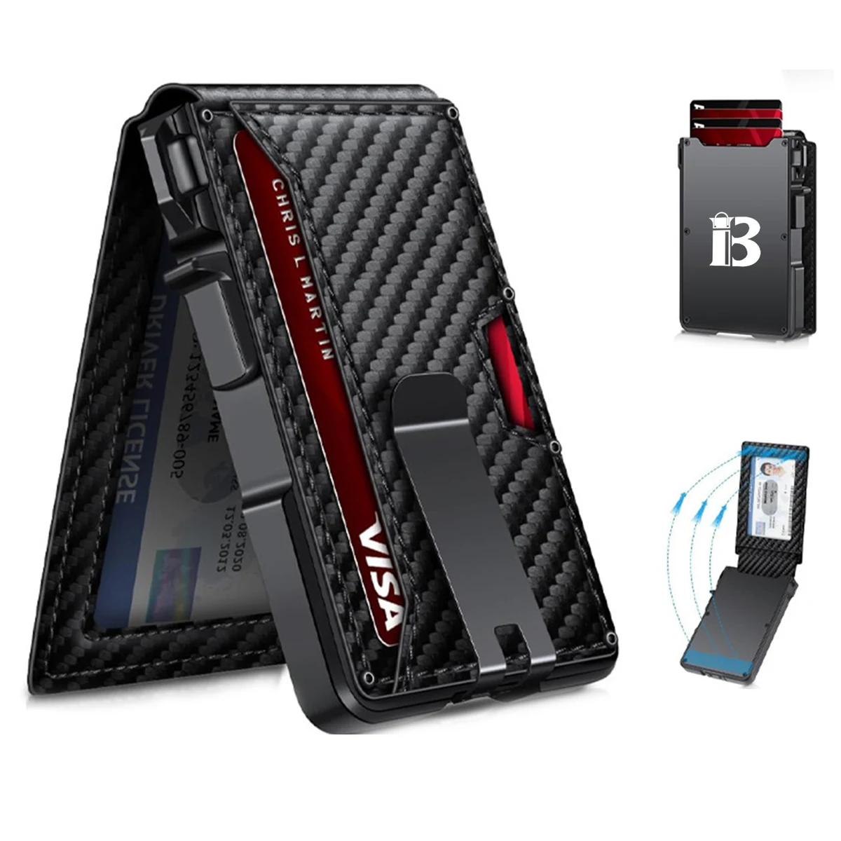 Men Aluminum Slim RFID Blocking Pop-Up Card Wallet 1