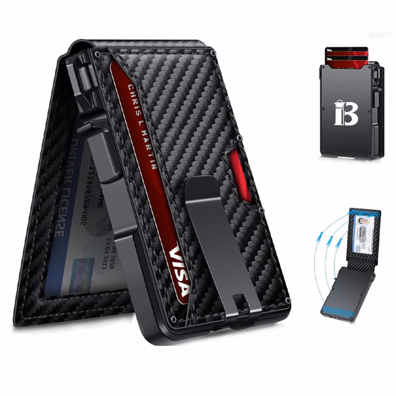 Men Aluminum Slim RFID Blocking Pop-Up Card Wallet