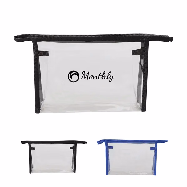 Custom PVC Transparent Cosmetic Pouch Zipper Makeup Bag