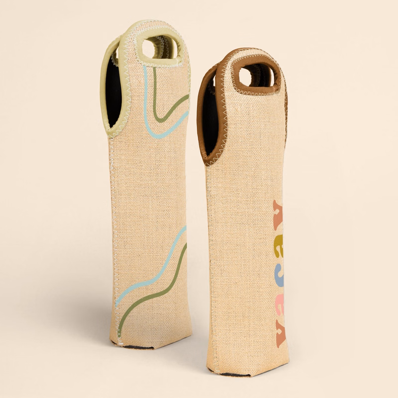 WINE TOTE - BURLAP NEOPRENE SINGLE