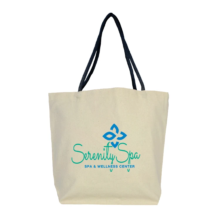Soft Handle Black Cotton Tote, custom tote bag with logo imprint 1