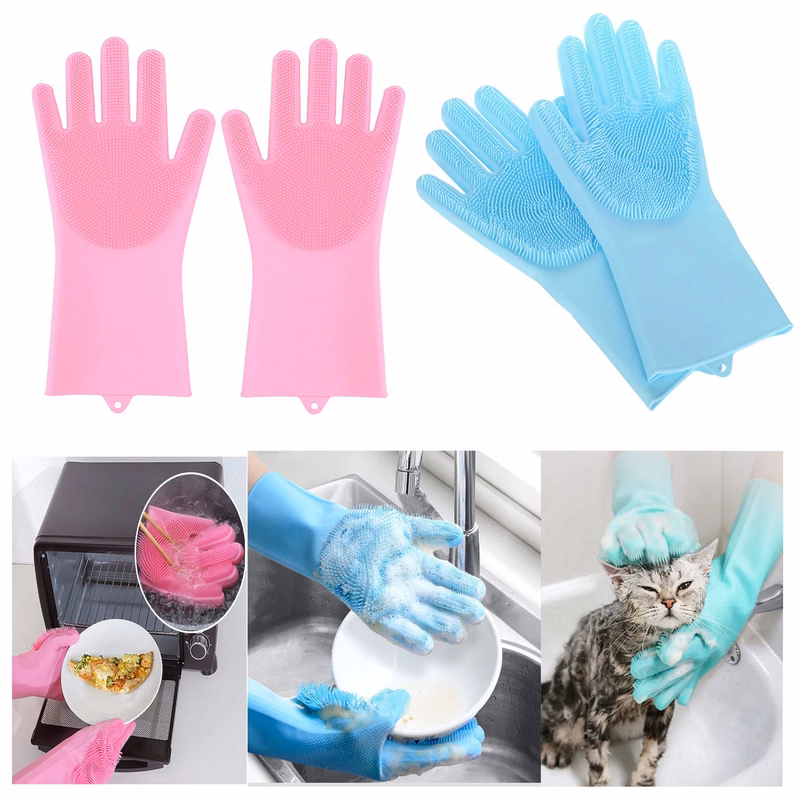 Heat Resistant Scrubber Household Silicone Gloves