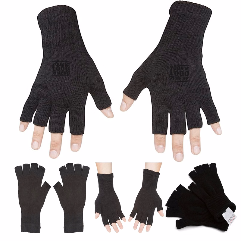 Half Finger Stretchy Knit Fingerless Winter Gloves