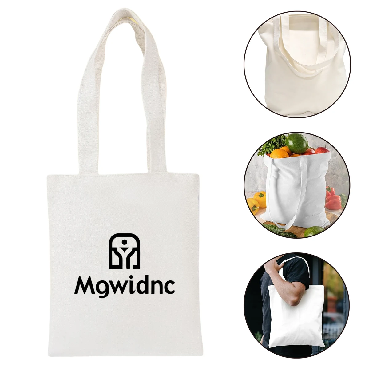 Small White Eco-Friendly Canvas Tote Bag - Reusable, Durable 1