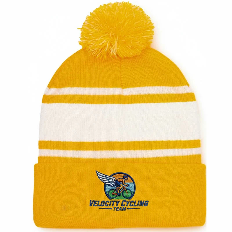 Custom Two-Tone Knit Pom Beanies 1