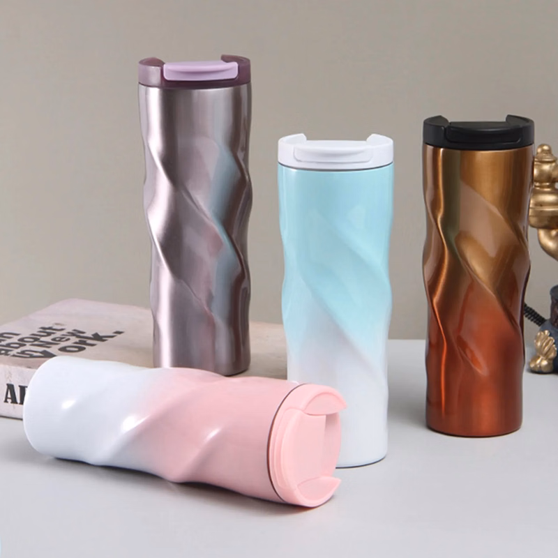 17 Oz. Spiral Gradient Color Stainless Steel Vacuum Cup