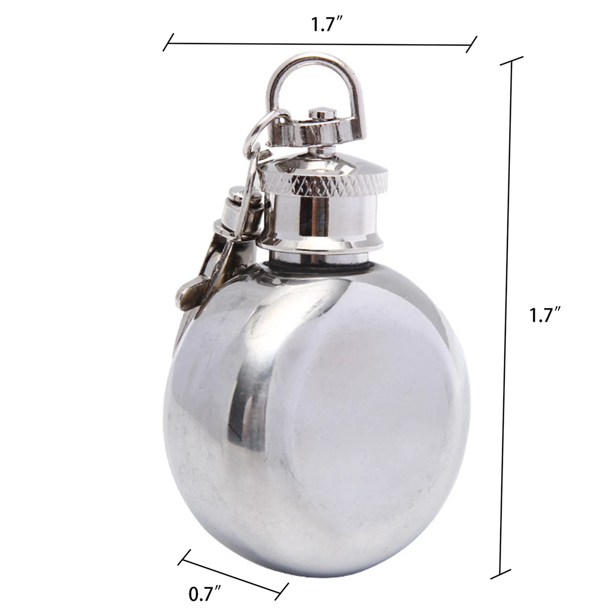 Flask 1 Oz Round With Keychain, custom water bottle with logo imprint 1