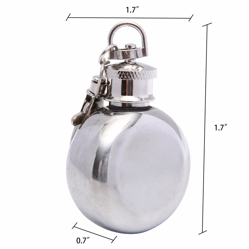 Flask 1 Oz Round With Keychain