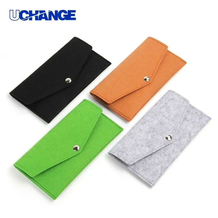 7-Inch Brown Felt Wallet with Button Closure 1