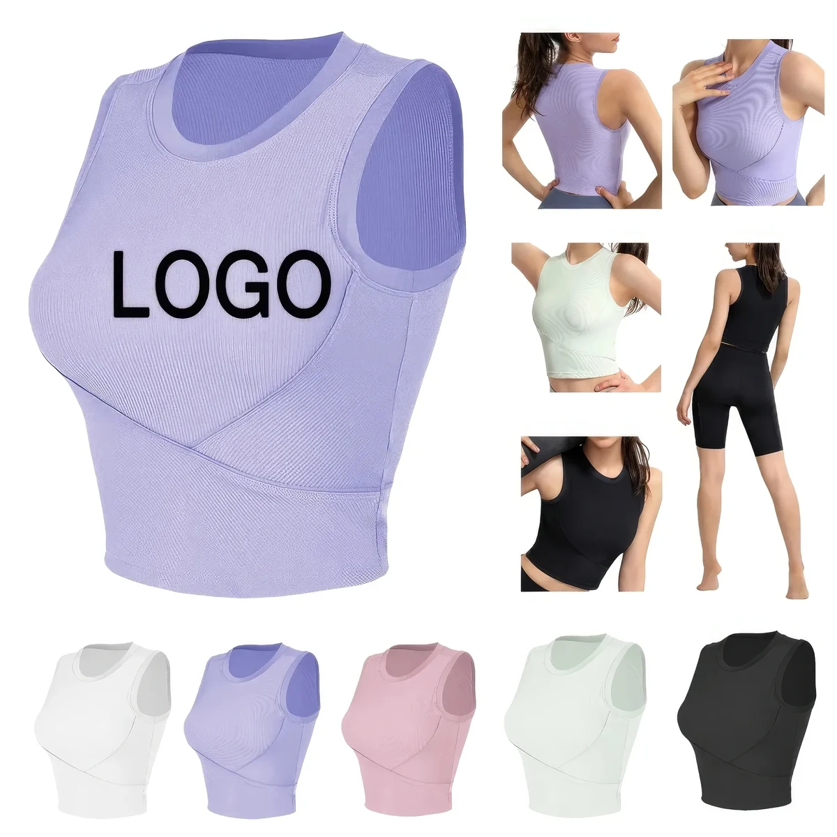 Women Sport Fitness Workout Padded Yoga Bra & Crop Tank Top 1