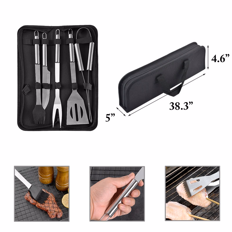 MOQ25 Stainless Steel BBQ Tools for Camping Grill Set