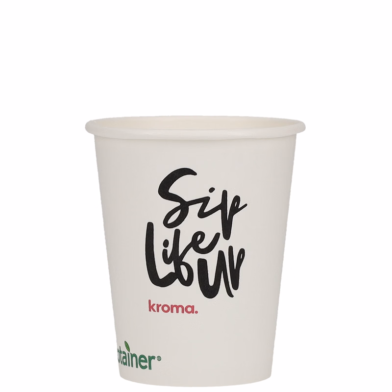8 oz Paper Cup Eco White Tradition Print