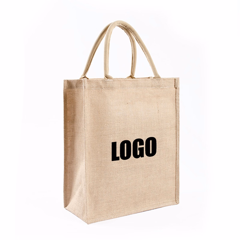 Reusable Jute Tote Bag 12.2" L x 15.35" W x 5.9" D