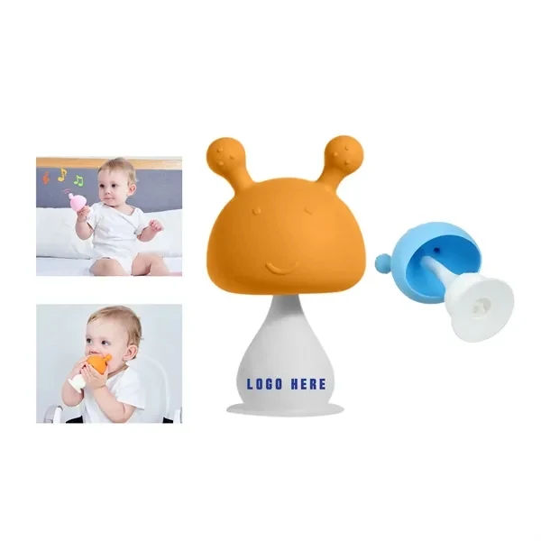Custom Silicone Mushroom Teething Rattle — Sensory Baby Toy for Infant Development 1
