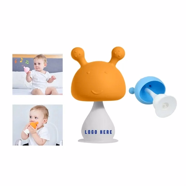 Custom Silicone Mushroom Teething Rattle — Sensory Baby Toy for Infant Development