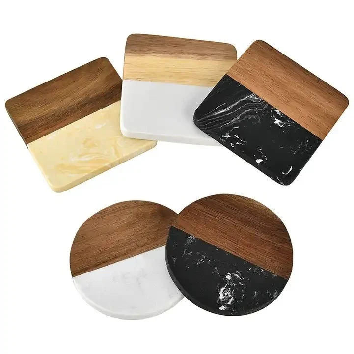 Marble and Wooden coaster Placemat Round Shape Coaster 1