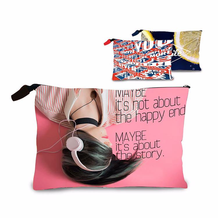 Full color Edge-to-Edge Zippered 5 oz. Cotton Large Pouch