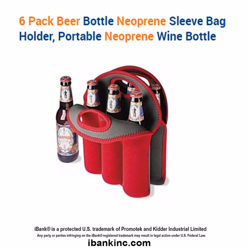iBank ® 6-Bottle Neoprene Wine Carrier Tote Bag, Bottle Holder