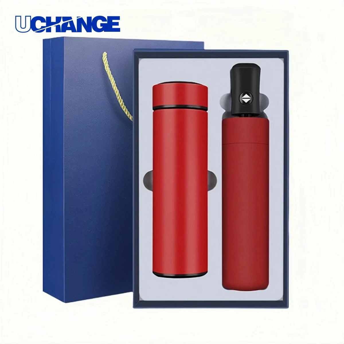 Thermal Flask and Automatic Umbrella Gift Set, custom water bottle with logo imprint 1