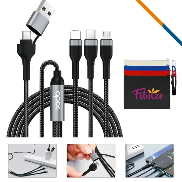 Custom Nylon 5in1 Fast Charging Cable — 2.4A Multi Device Promo Charger 1