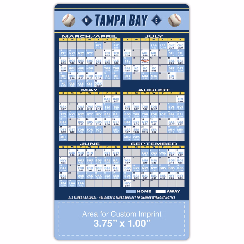 Magnet Sport Schedules - 4x7 Baseball Round Corners - 20 mil.