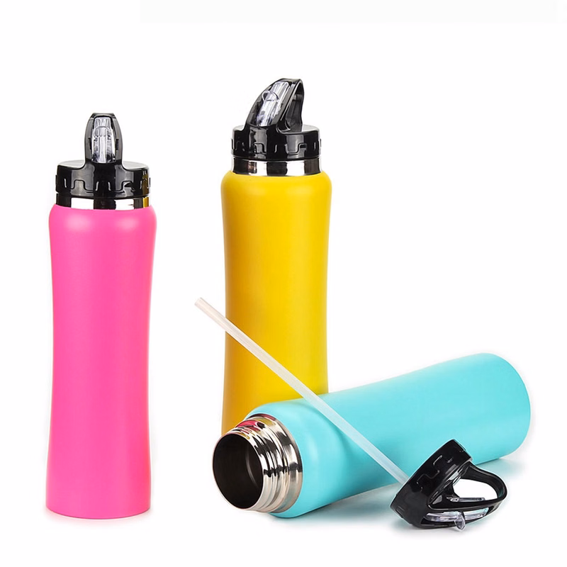 25 Oz. Single Wall Metal Sport Bottle with Straw
