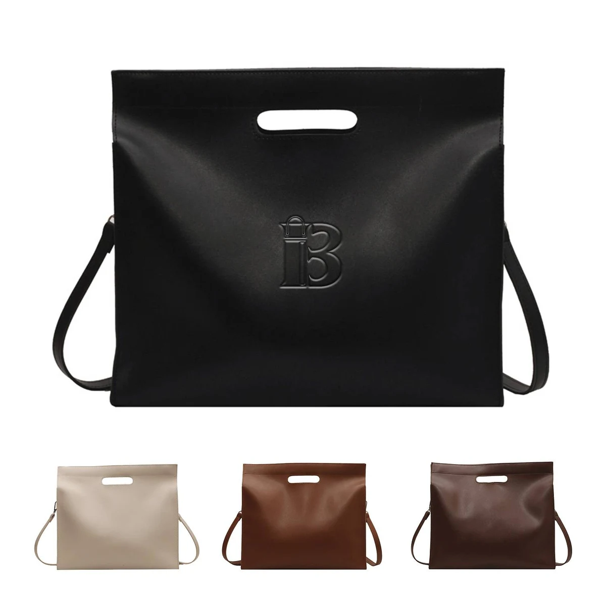 PU Leather Simple Large Capacity Tote bag, custom tote bag with logo imprint 1