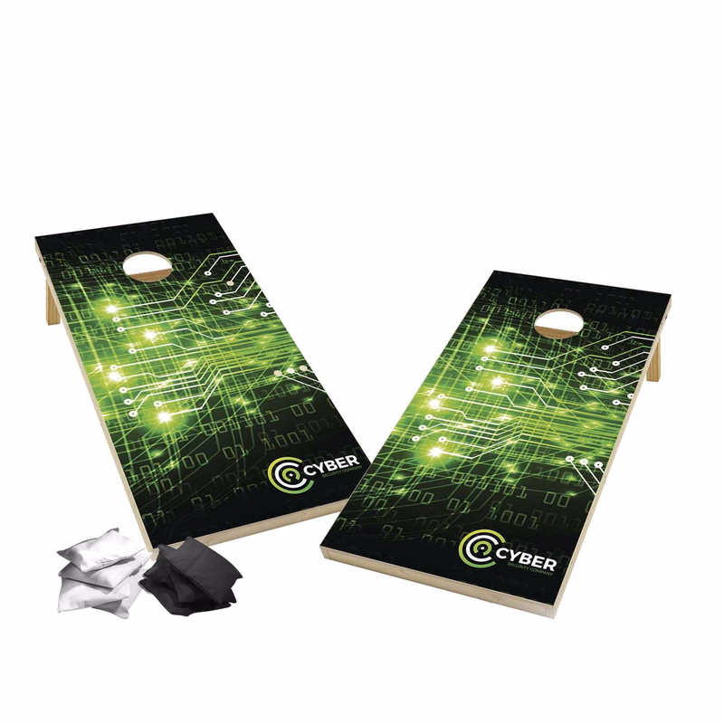 Wood Cornhole Plus, 4 Black & White Bean Bags