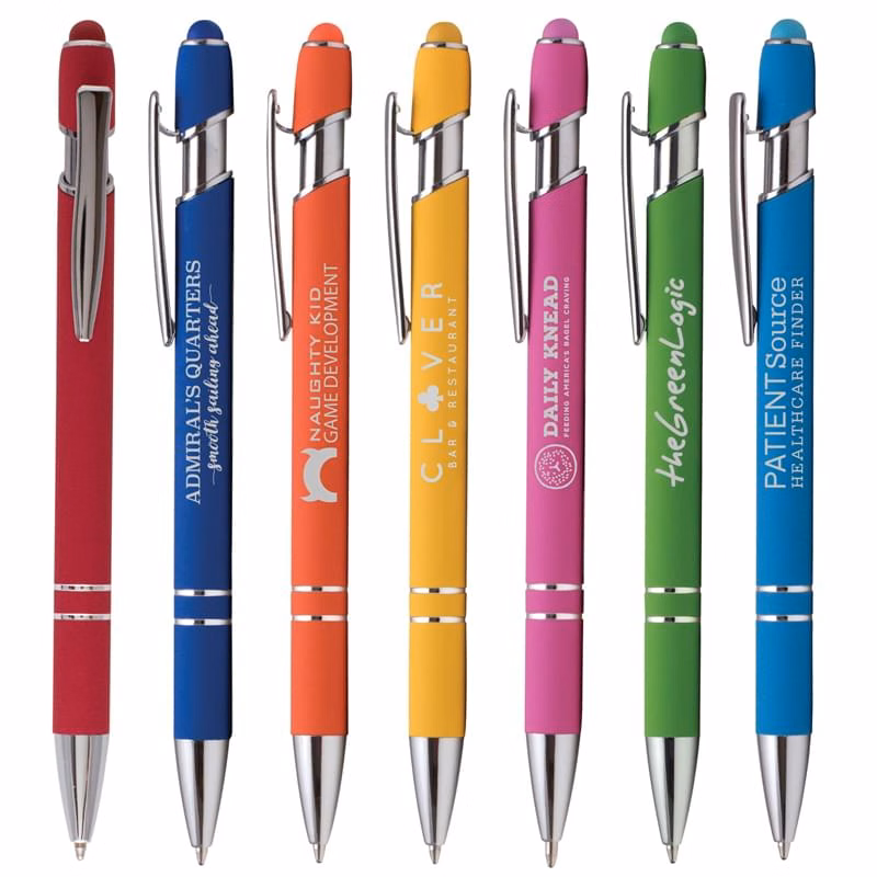 Ellipse Softy Brights w/Stylus - Laser Engraved - Metal Pen