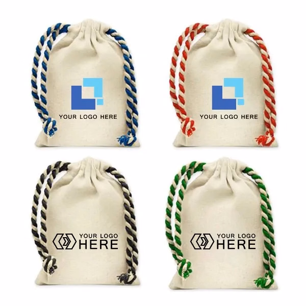 Handy Canvas Drawstring Tote With Colored Rope