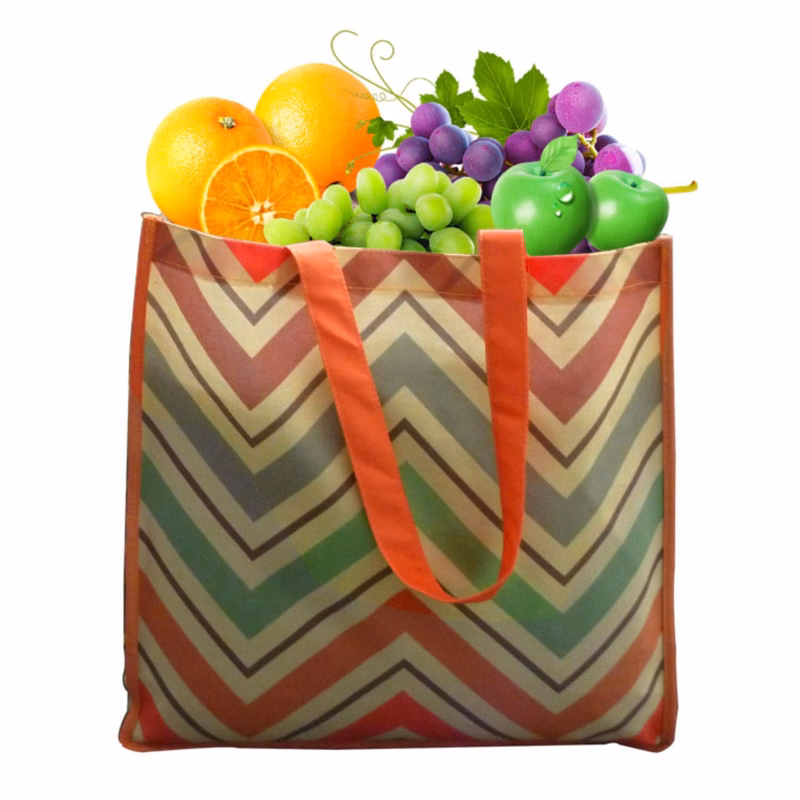 13"x 13"x 5" Gusset Cotton Tote Bags Full Color Grocery Bag