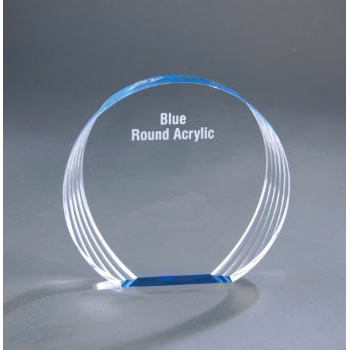 6 1/2" x 6" Blue Round Acrylic Award